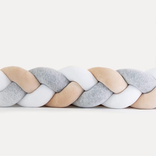 Πάντα κούνιας πλεξούδα χειροποίητη σε απαλό σομόν, μπεζ και λευκή μελανζέ απόχρωση