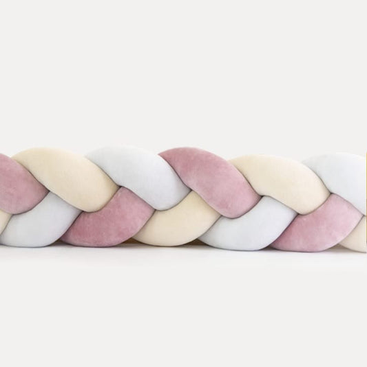 Πάντα κούνιας πλεξούδα χειροποίητη σε μπεζ, λευκή και κερασί απόχρωση