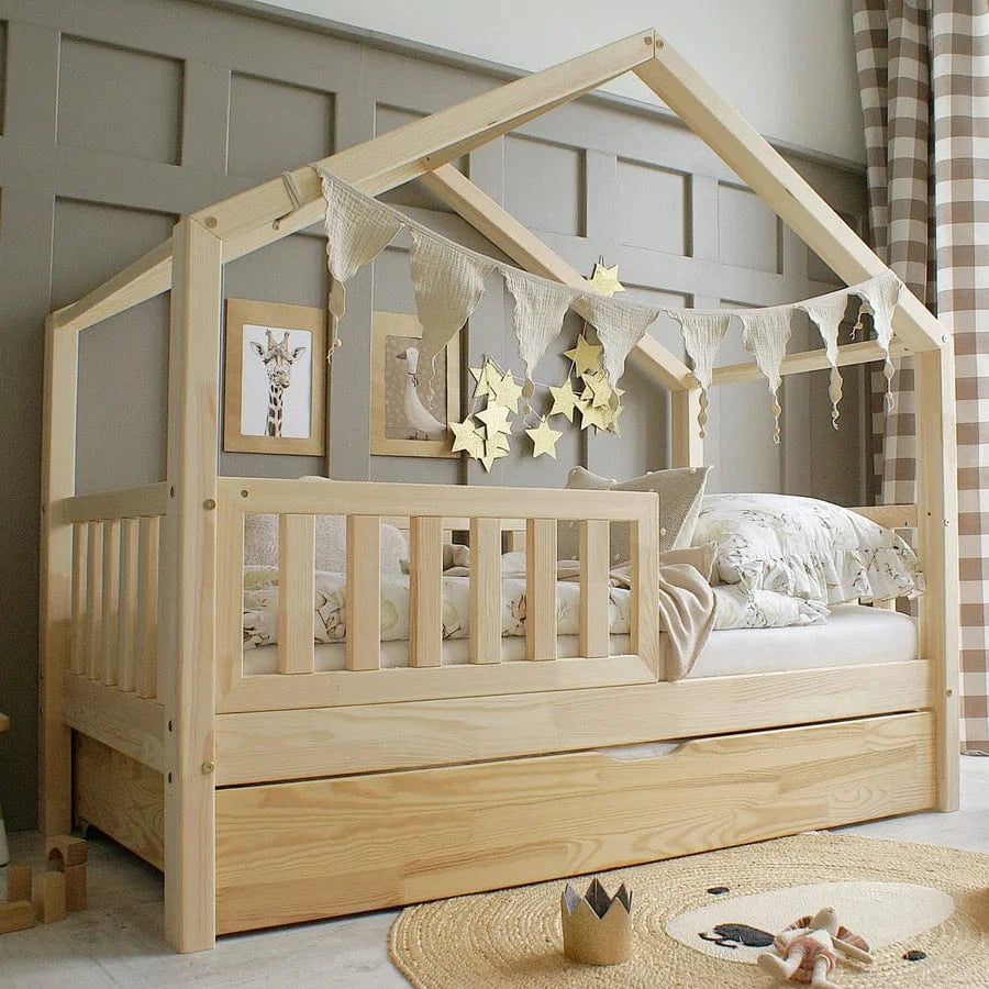 Παιδικό Κρεβάτι Σπιτάκι Housebed Plus με πλακέ κάγκελο