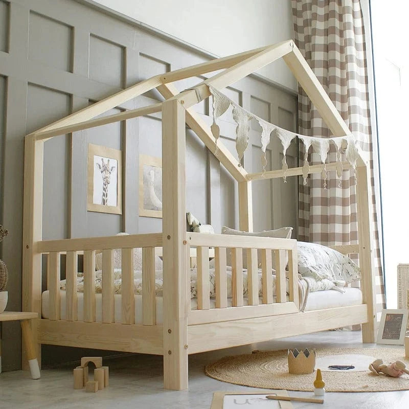 Παιδικό Κρεβάτι Σπιτάκι Housebed με πλακέ κάγκελο