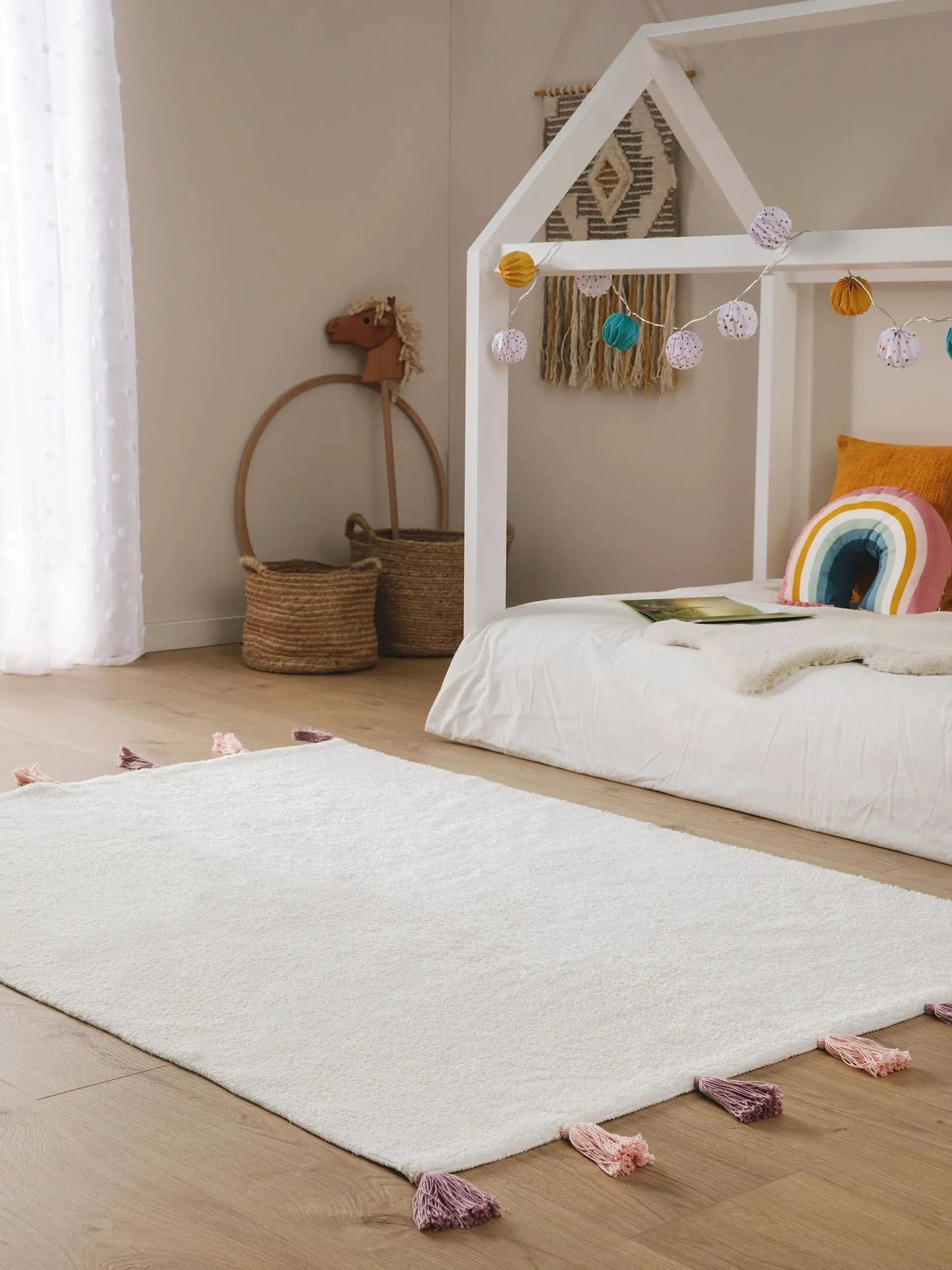 Παιδικό χαλί πλενόμενο Malu White/Rose