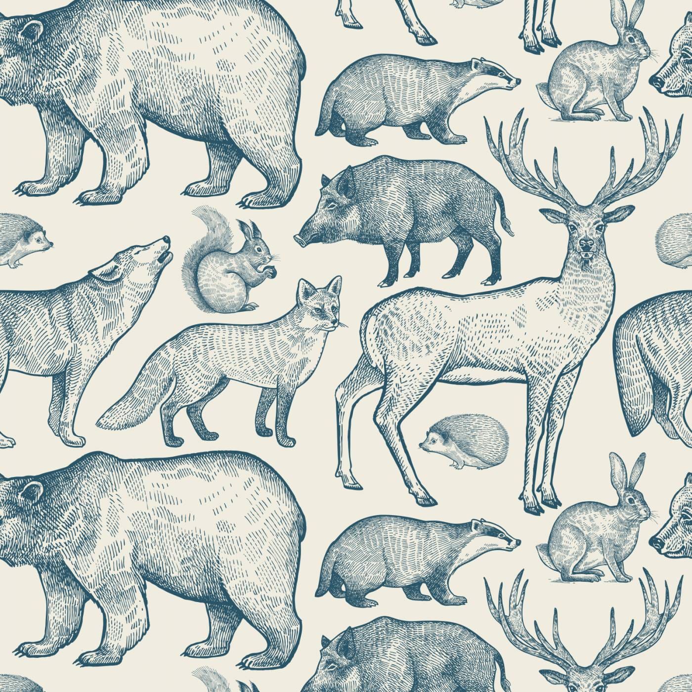 Ταπετσαρία Vintage Animals