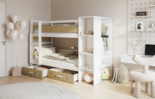 Κουκέτα APOLLO 2 Παιδιών με βιβλιοθήκη