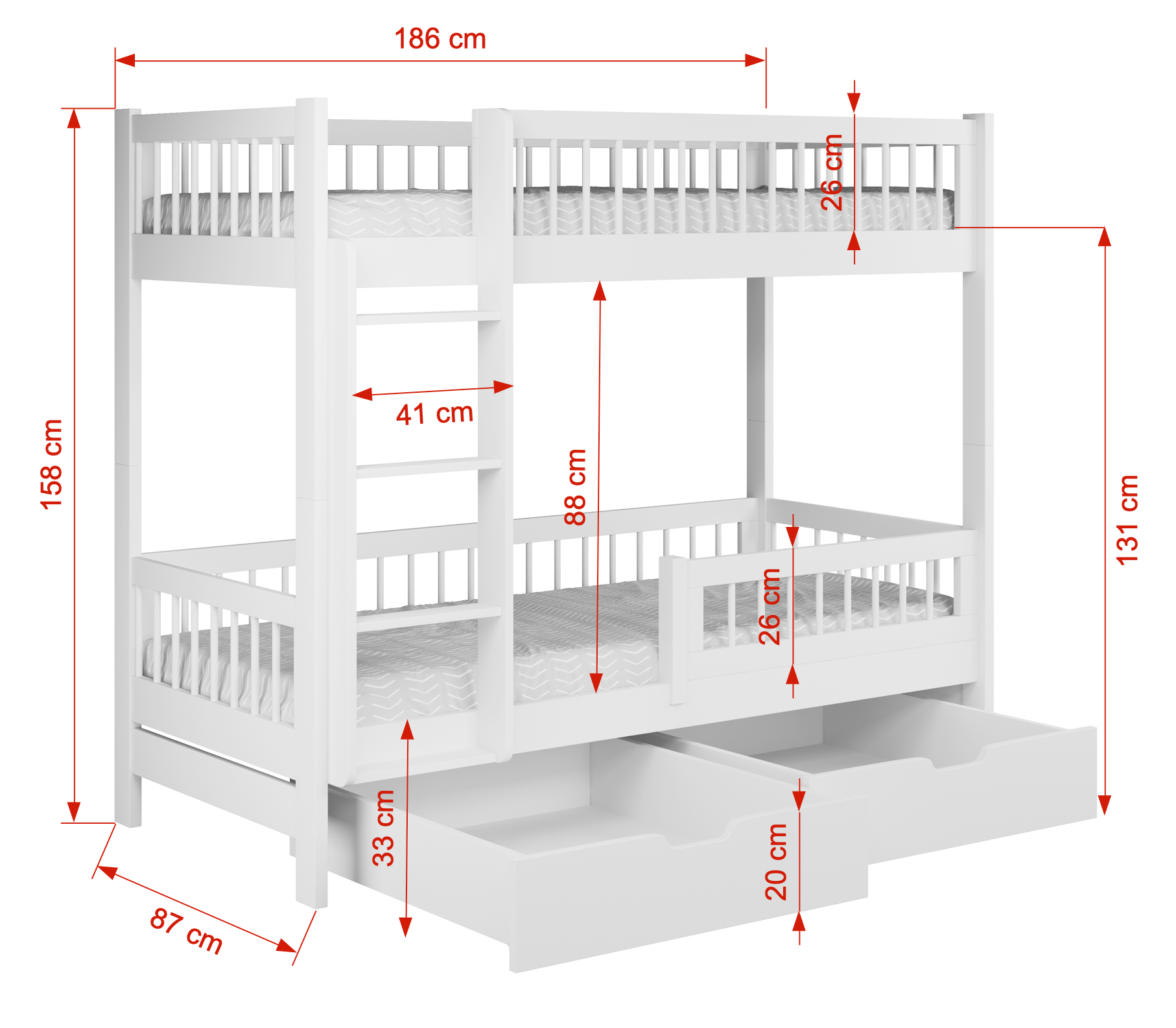 Παιδική Κουκέτα Coen με συρτάρια αποθήκευσης