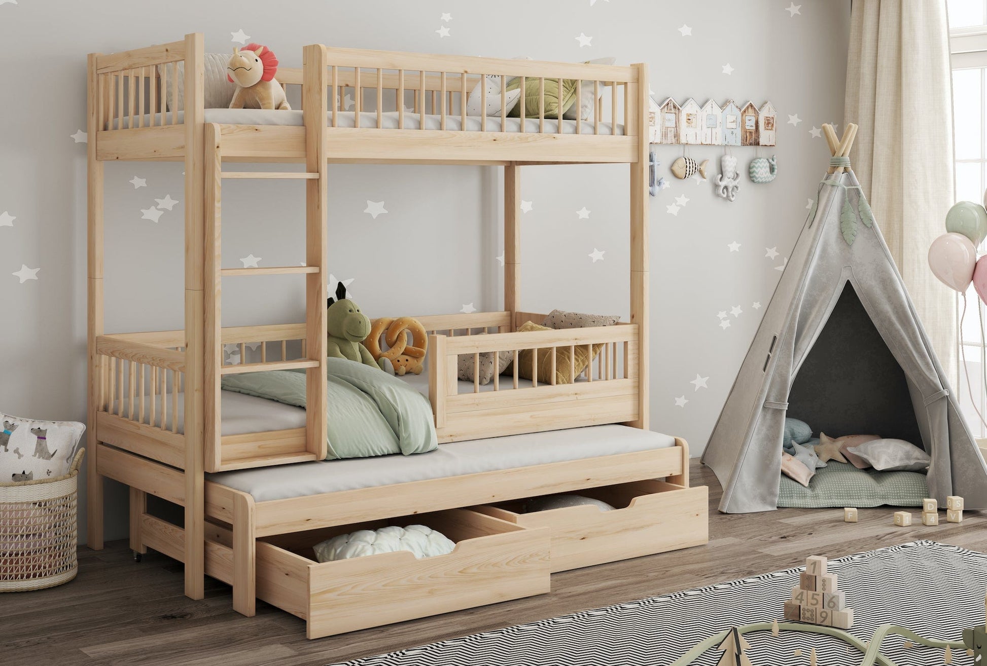 Κουκέτα Evan 3 ατόμων με αποθηκευτικό χώρο