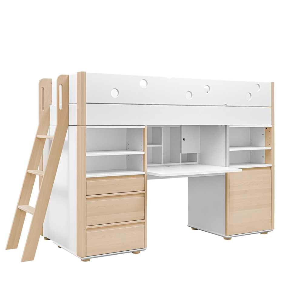 Παιδικό κρεβάτι με γραφείο και ντουλάπια