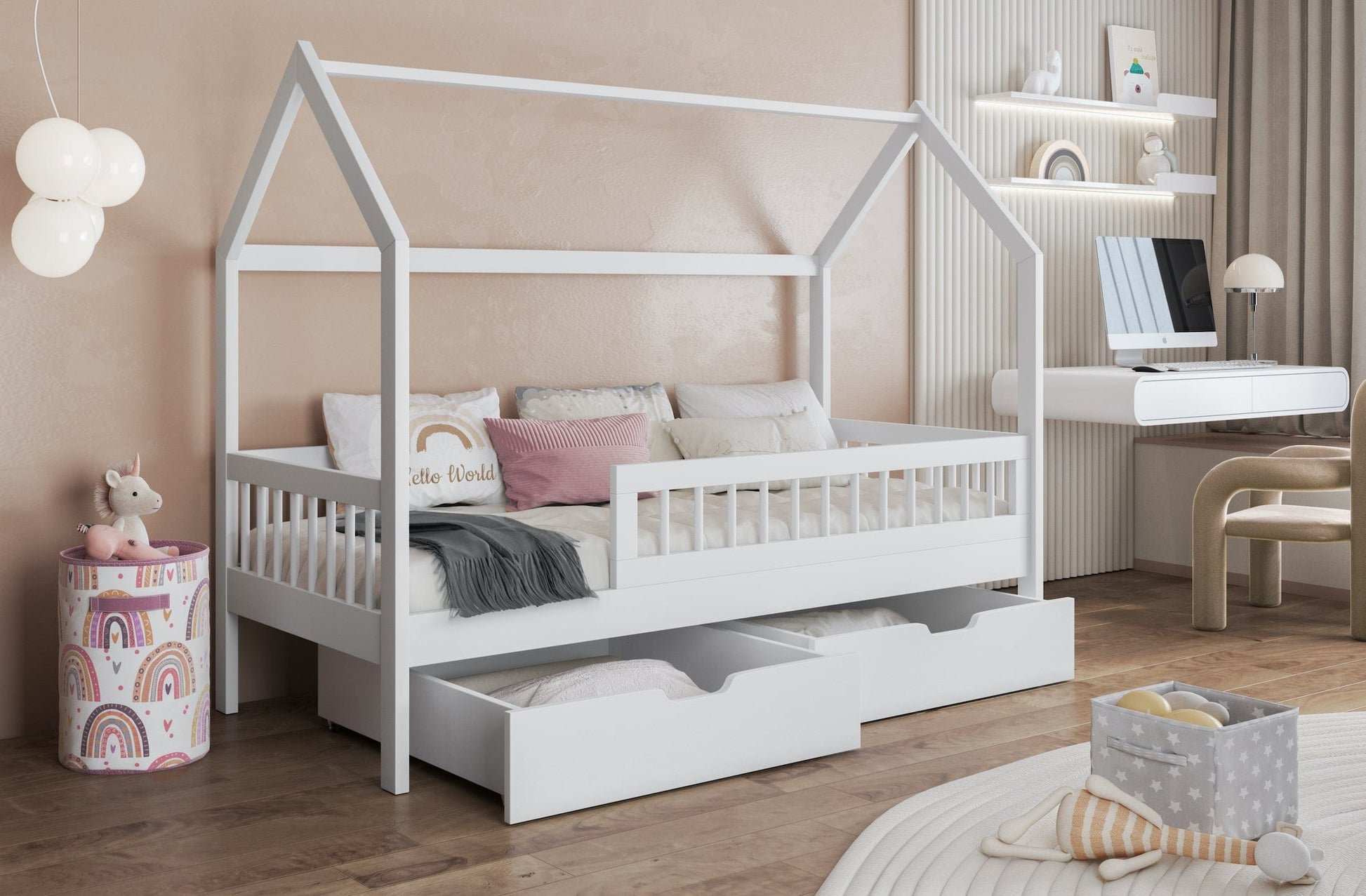 Κρεβάτι Σπιτάκι Gaja - Μασιφ Ξύλο με Αφαιρούμενη Σκεπή