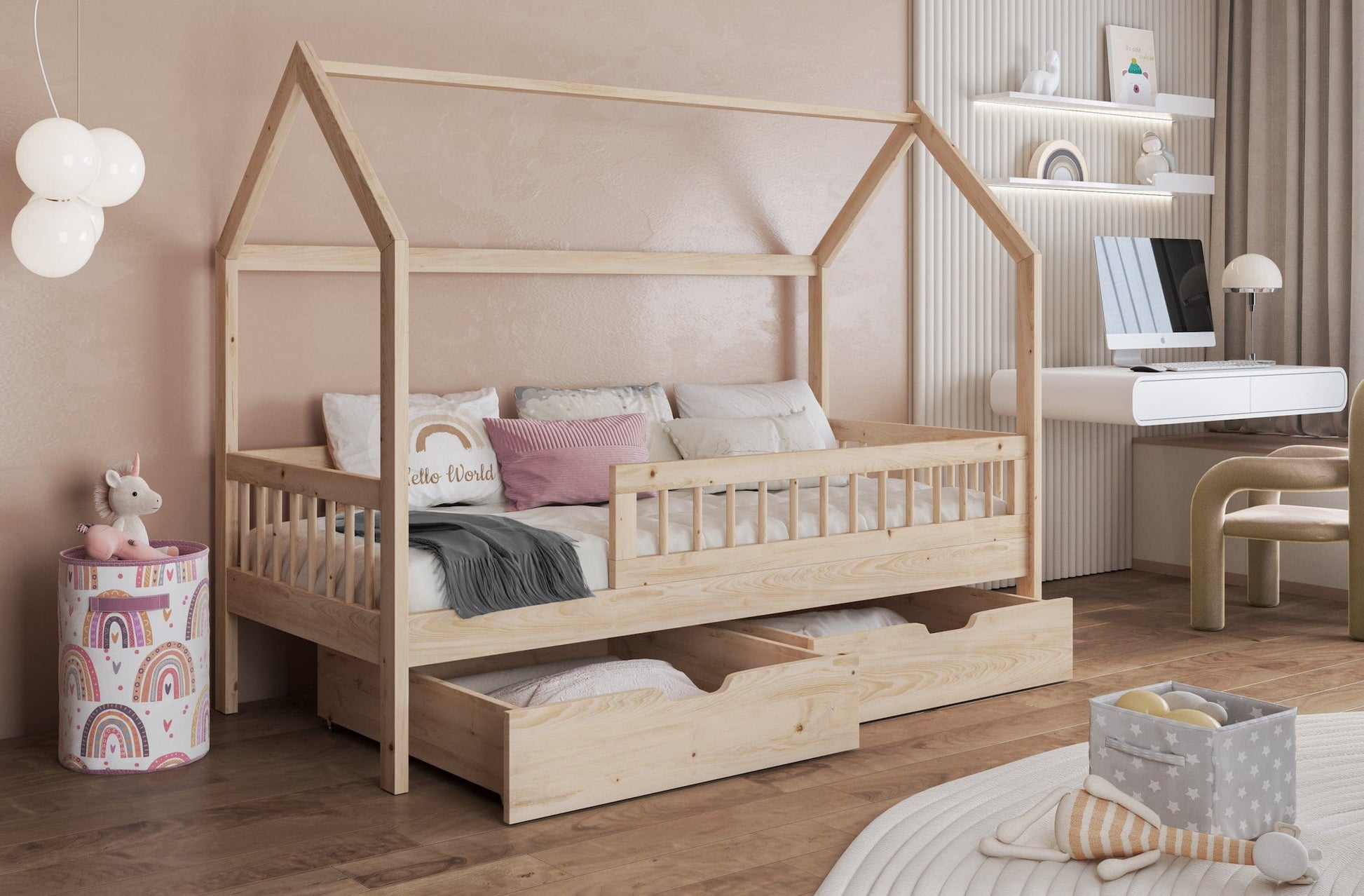 Κρεβάτι Σπιτάκι Gaja - Μασιφ Ξύλο με Αφαιρούμενη Σκεπή