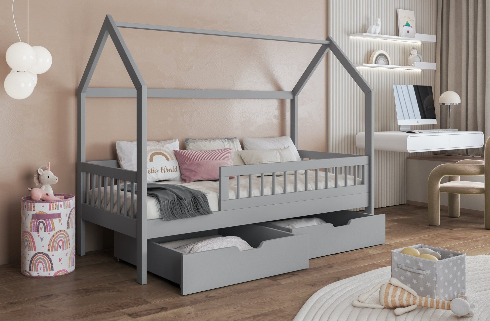 Κρεβάτι Σπιτάκι Gaja - Μασιφ Ξύλο με Αφαιρούμενη Σκεπή