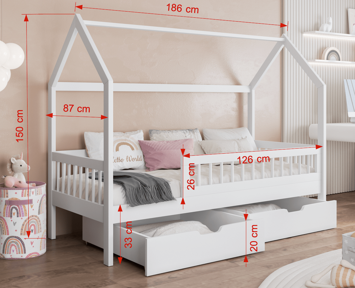 Κρεβάτι Σπιτάκι Gaja - Μασιφ Ξύλο με Αφαιρούμενη Σκεπή