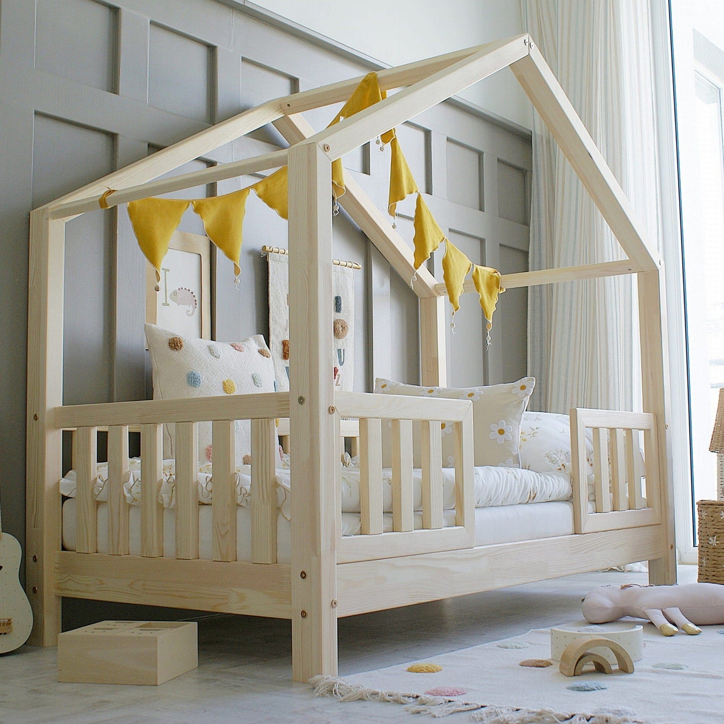 Κρεβάτι σπιτάκι Housebed Duo με πλακέ κάγκελο