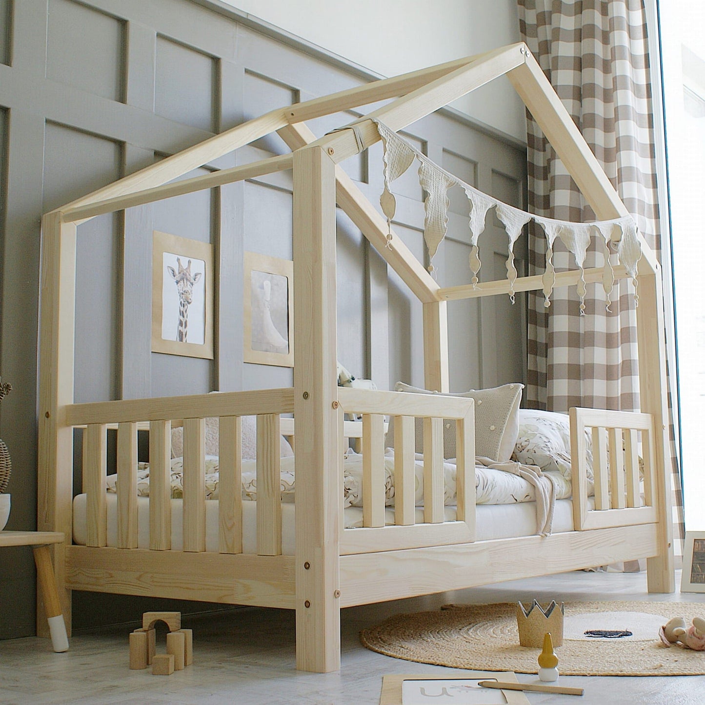 Κρεβάτι σπιτάκι Housebed Duo με πλακέ κάγκελο