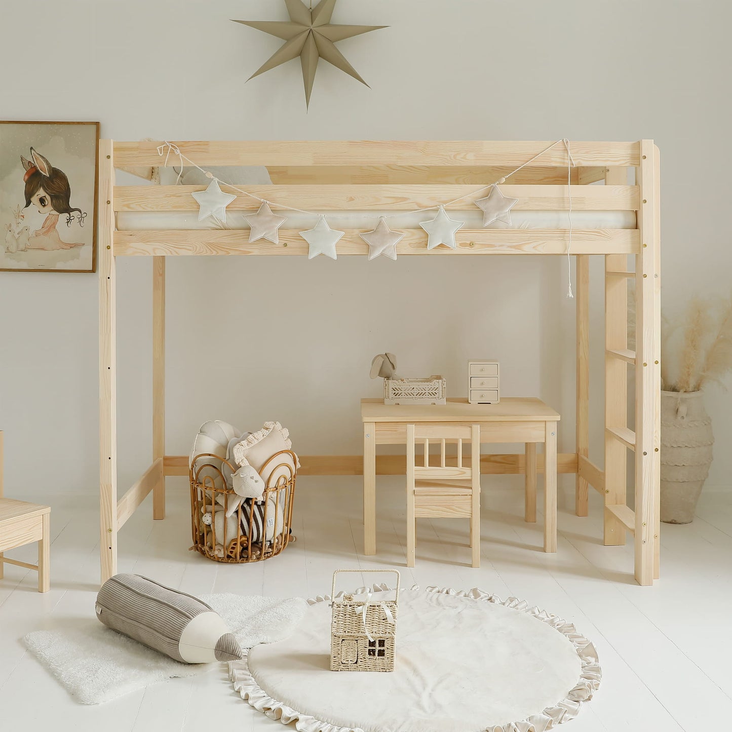 Κουκέτα σπιτάκι Basic Loft με ίσιο κάγκελο