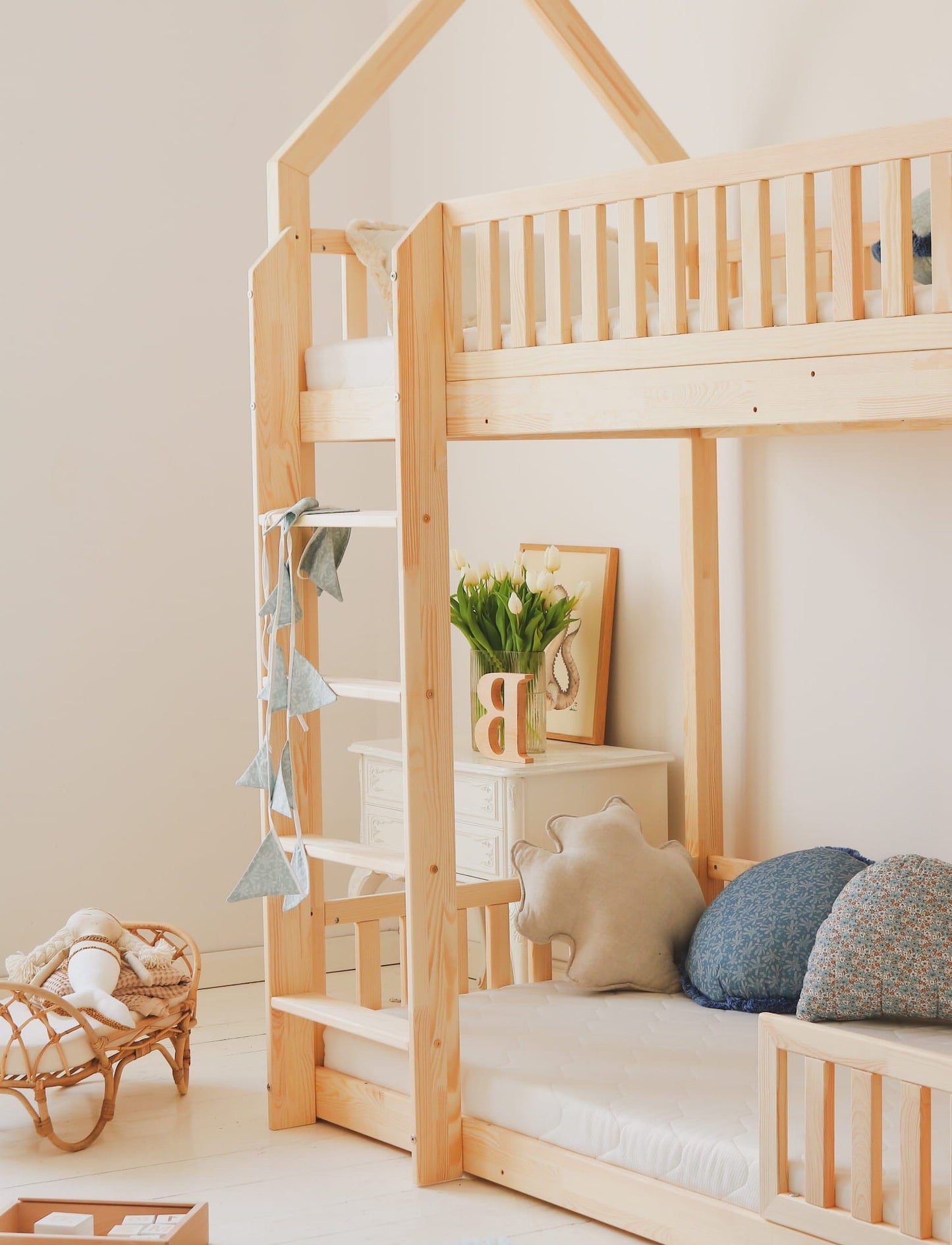 Κουκέτα σπιτάκι Bianco 190x90 φυσικό (Δώρο 10% έκπτωση στο Στρώμα)