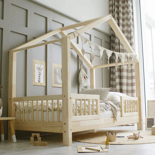 Κρεβατάκι σπιτάκι Housebed Duo με στρογγυλό κάγκελο