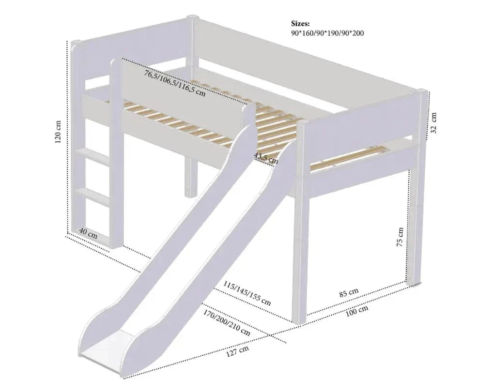 Υπερυψωμένο κρεβάτι Loke 90x200