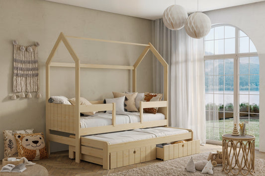 Κρεβάτι σπιτάκι NOLAN με αποθηκευτίκο χώρο & ΑΦΑΙΡΟΥΜΕΝΗ ΣΚΕΠΗ 2 παιδιών