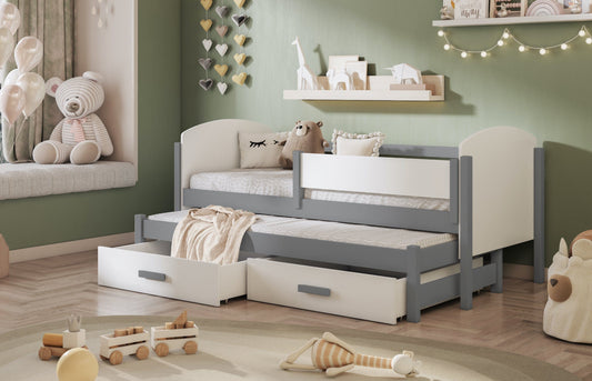 Παιδικό κρεβάτι OWEN  με αποθηκευτικό χώρο 2 παιδιών