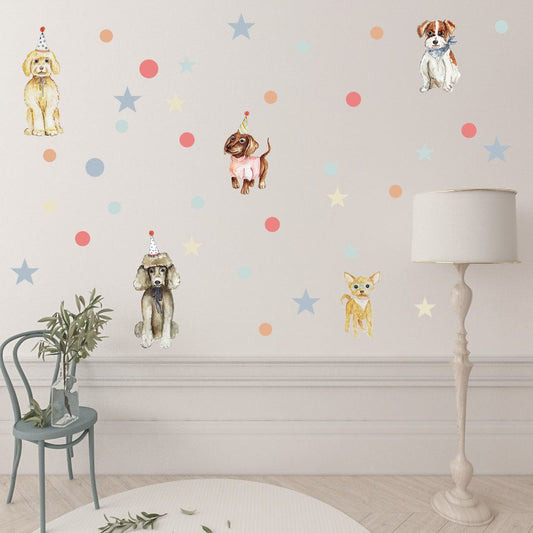 Αυτοκόλλητα σκύλου σε πάρτυ