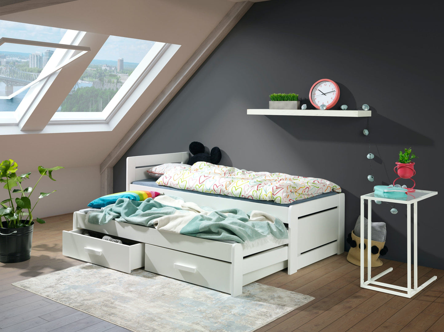 Χαμηλή κουκέτα Tiesto με συρτάρια αποθηκευτικού χώρου