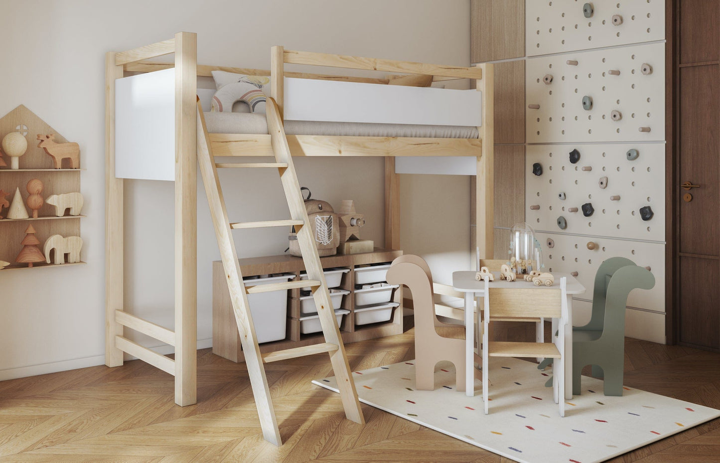 Υπερυψωμένο Παιδικό Κρεβάτι Vesper με Σκάλα