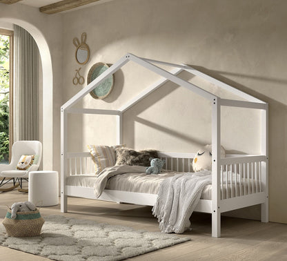 Παιδικό κρεβάτι σπιτάκι Forrest 90x200 με αποσπώμενη σκεπή λευκό