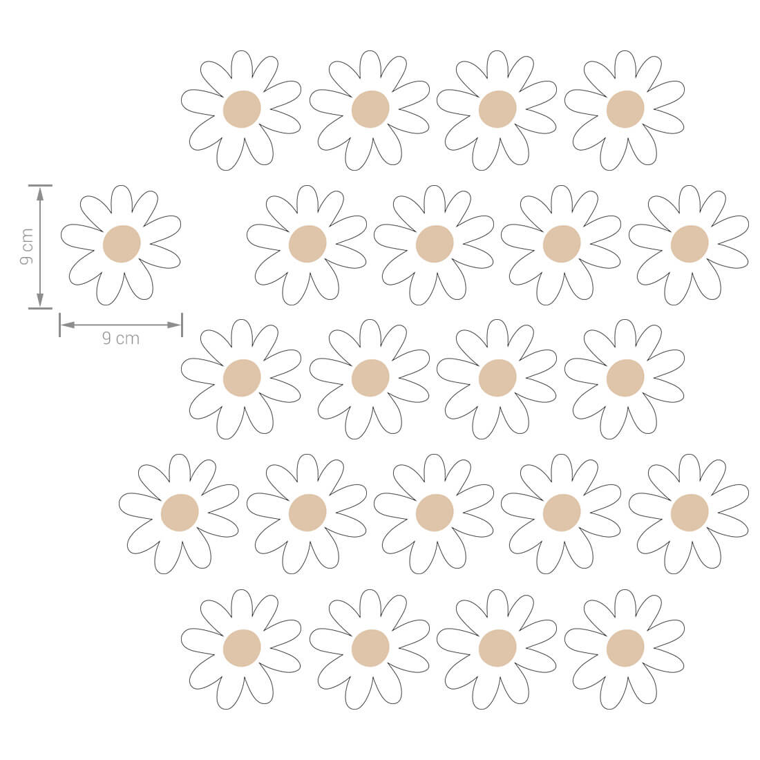Αυτοκόλλητο τοίχου μαργαρίτες  VI 9x9cm