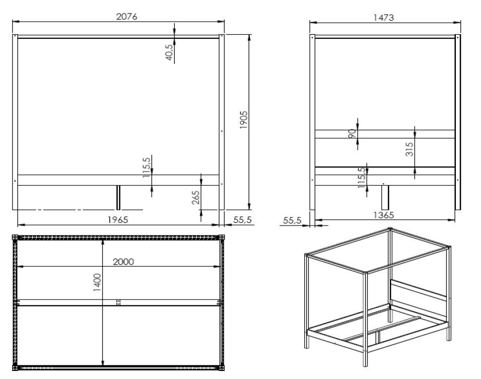 Εφηβικό κρεβάτι Pino με σκεπή 140x200