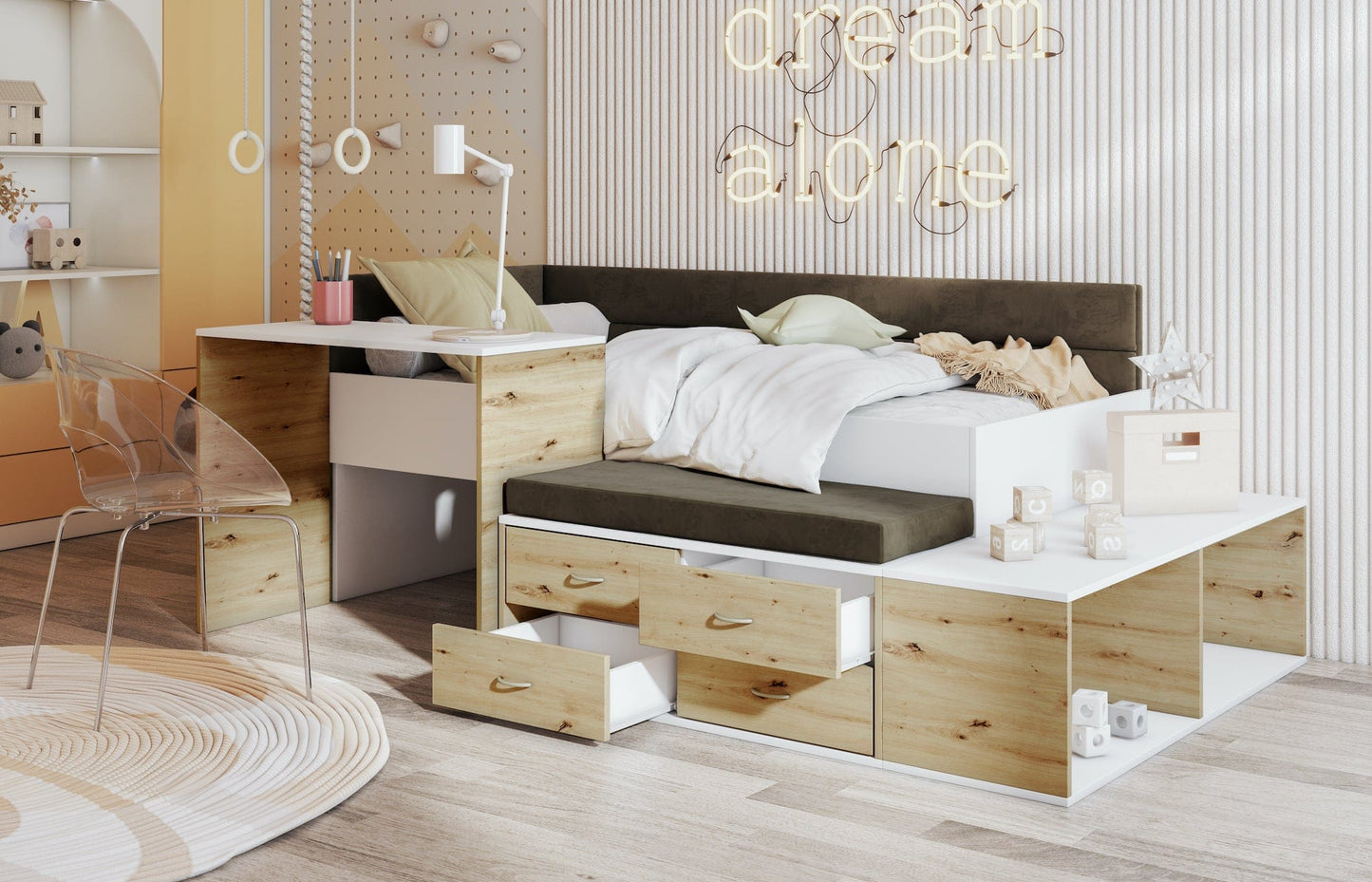 Παιδικό Κρεβάτι Amira με Γραφείο