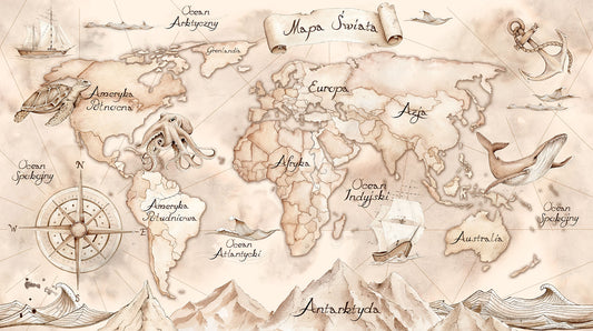 Ταπετσαρία παγκόσμιος χάρτης ρετρό
