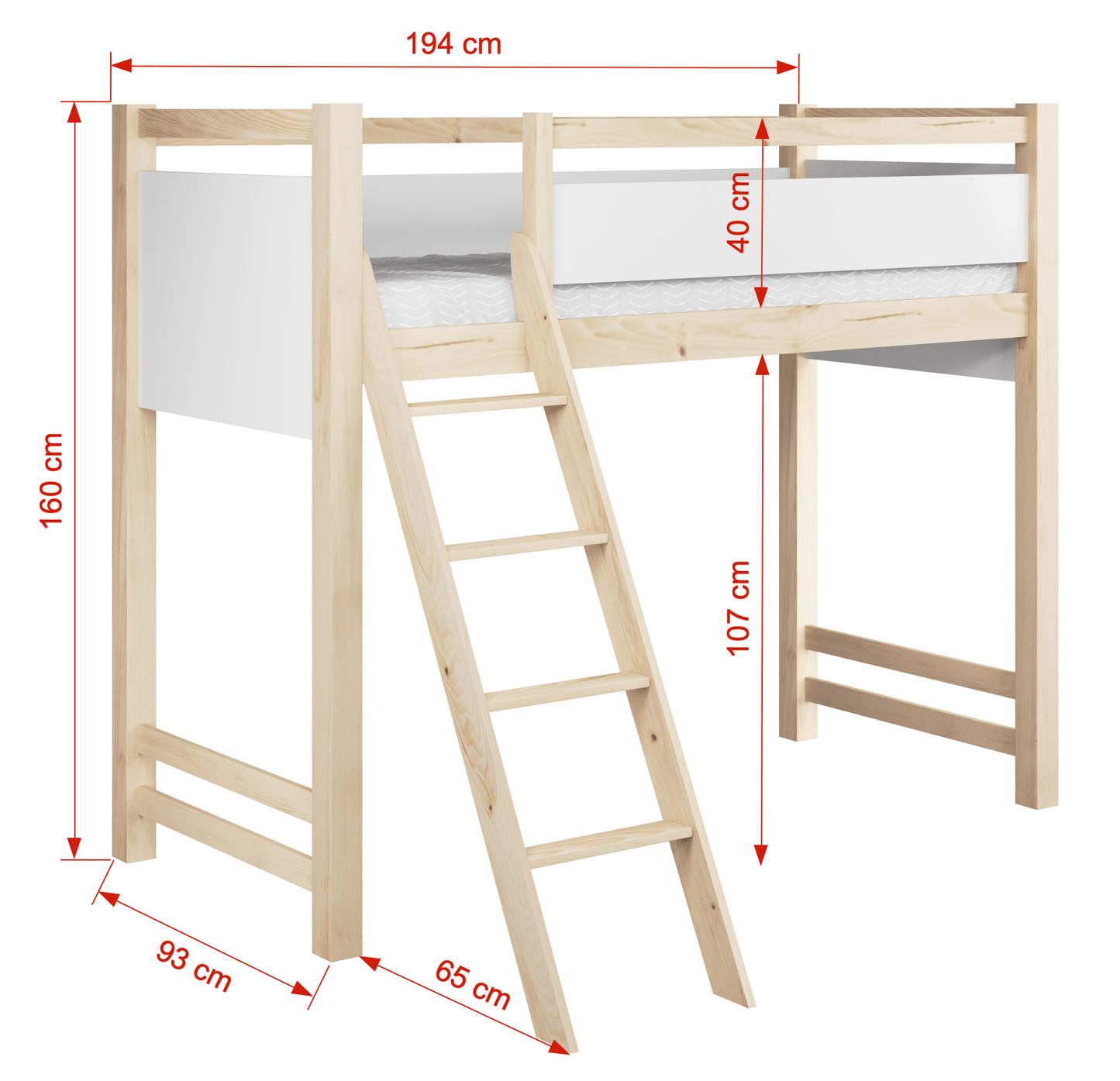 Υπερυψωμένο Παιδικό Κρεβάτι Vesper με Σκάλα